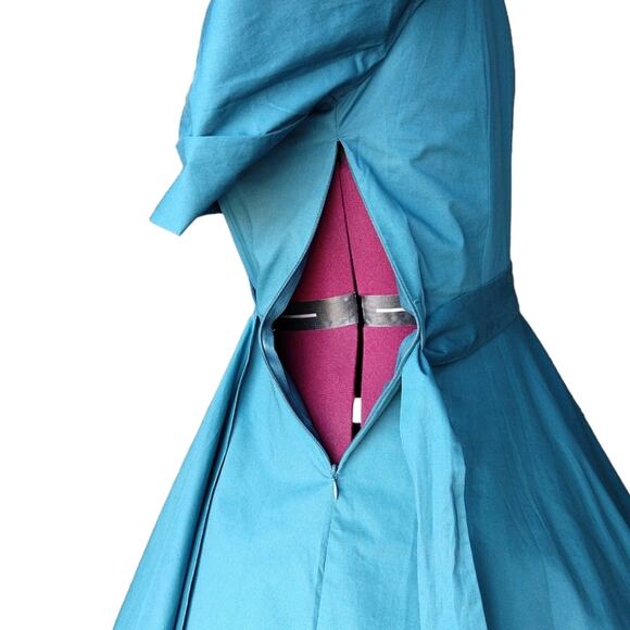 MoDa of New York Turquoise Retro Style Wrap Dress XL new w/imperfection DressV - Picture 7 of 16
